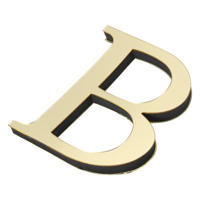 3D Acrylic Alphabet Mirror Wall Stickers Letter B Self-Adhesive Light Gold