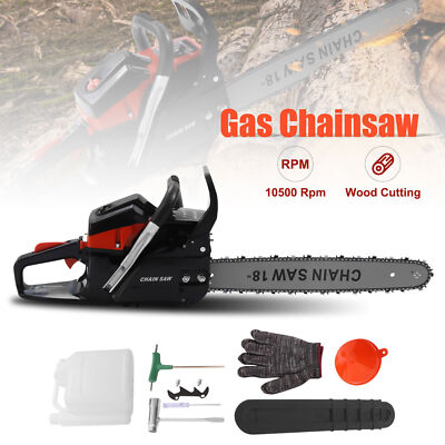 58CC 2 Stroke Gas Chainsaw 18'' Bar Gasoline Powered Chain Saw Engine Cutting
