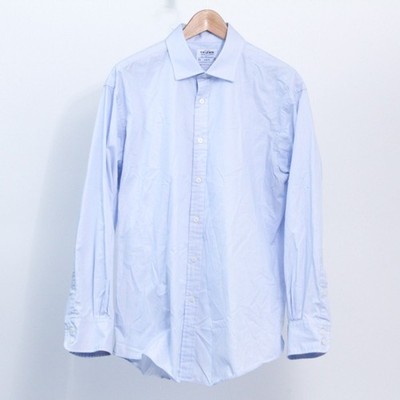 TM Lewin Jermyn St Mens Blue Striped Cotton Slim Fit Button Down Shirt Size 17.5