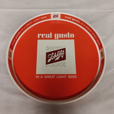 Schlitz Real Gusto Beer Tray 12'' Dated 1965 Orange White