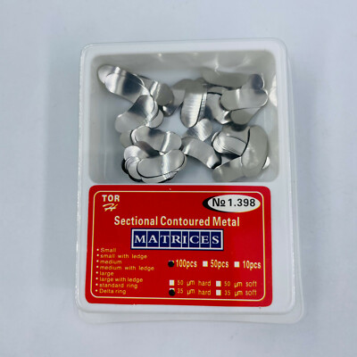 100 Pcs Dental Sectional Contoured Metal Matrices Refill Matrix Band Ledge 35um