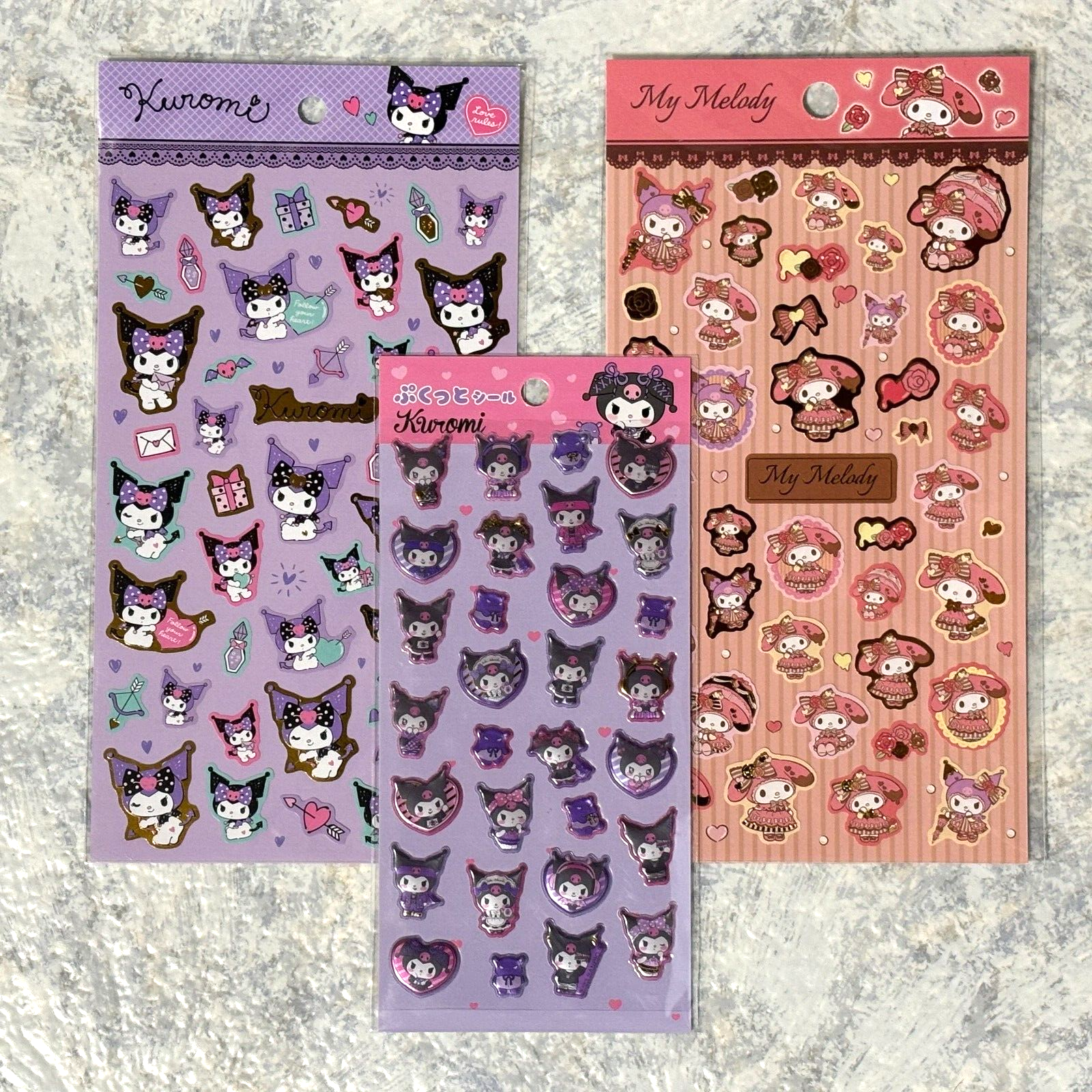 &![030]Kuromi & My melody Stickers SET 3sheets 3type SANRIO