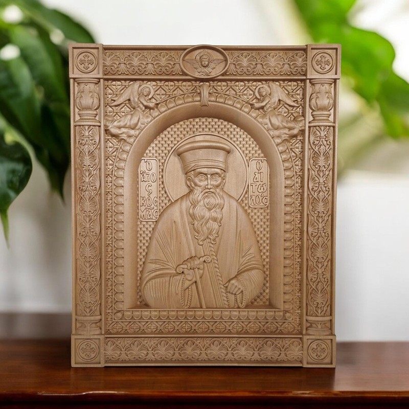 Saint Kosmas the Aetolian Wood Carved Handmade Byzantine Orthodox Christian Icon