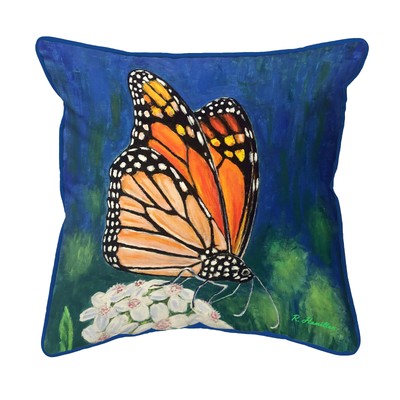 Betsy Drake Monarch & Flower Large Indoor Outdoor Pillow 18x18
