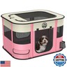 Dog playpen Puppy Play Pens Foldable Pet Crate Cage Kennel for Indoor Collapsible Kitten Enclosure with Carrying Case Food Bowl Travel Outdoor Hamster Rabbit Guinea Pig Small Animals (Pink, M, 1)