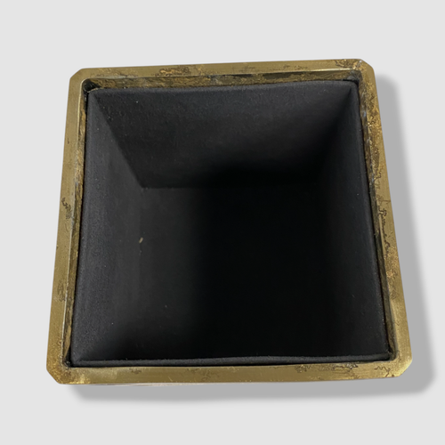 L'Objet Gold Rustic Dice Decorative Storage Box | 4.5" Sq