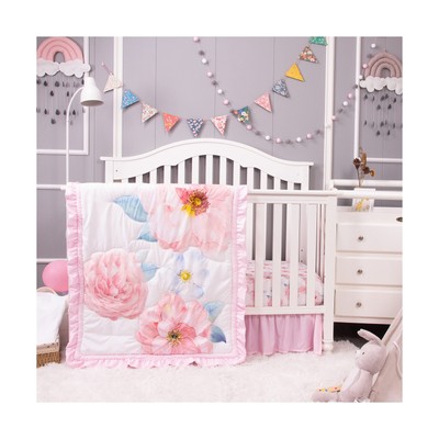La Premura Baby Girl Crib Bedding Set for Girls, 4-Piece Nur