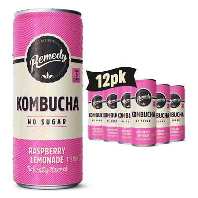 Remedy Kombucha Raspberry Lemonade Low Calorie Sugar Free 12 Pk 11.2 Oz Cans