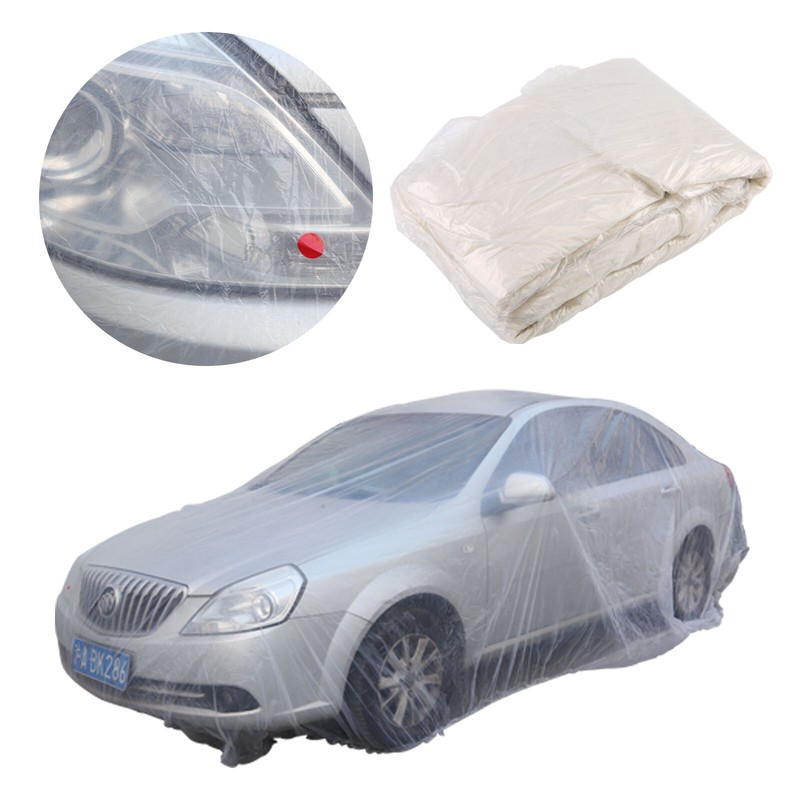 Clear Plastic Disposable Universal Car Covers Rain Dust