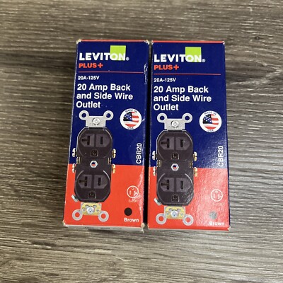 Heavy-Gauge 20 Amp Commercial Grade Duplex Outlet, Brown (2X) by Leviton CBR20