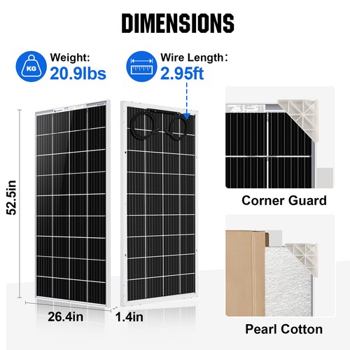 ECO-WORTHY Bifacial 100W Watt Solar Panel 2Pack (200W) Mono 12V/24V for Sunshed