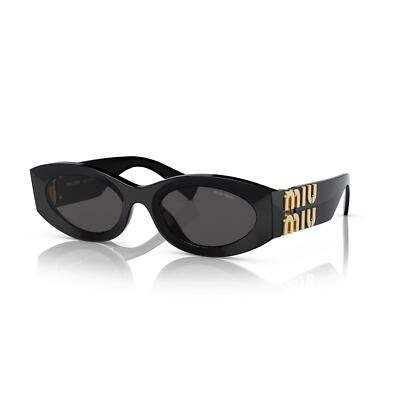 Pre-owned Miu Miu Sunglasses Mu 11ws 1ab5s0 Black Gold Dark Grey Lens Women Authentic In Gray