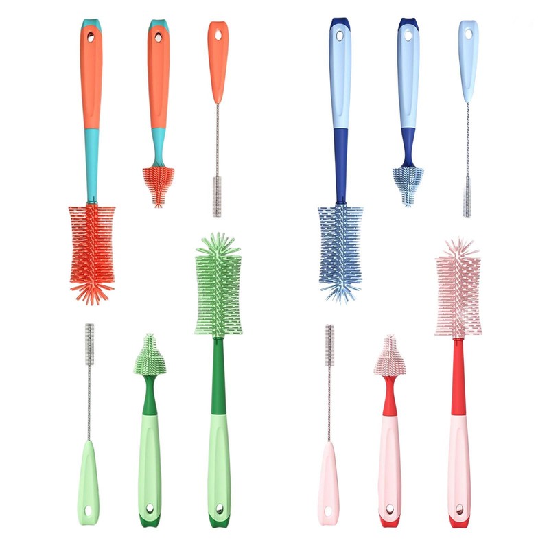 Silicone Bottle Brush Multifunctional Water Bottle Cleaner Brush Set Straw Brush