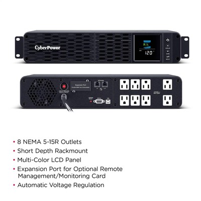 CyberPower CP1500PFCRM2U-R PFC 1500VA/1000W 8 Outlets UPS -Certified Refurbished