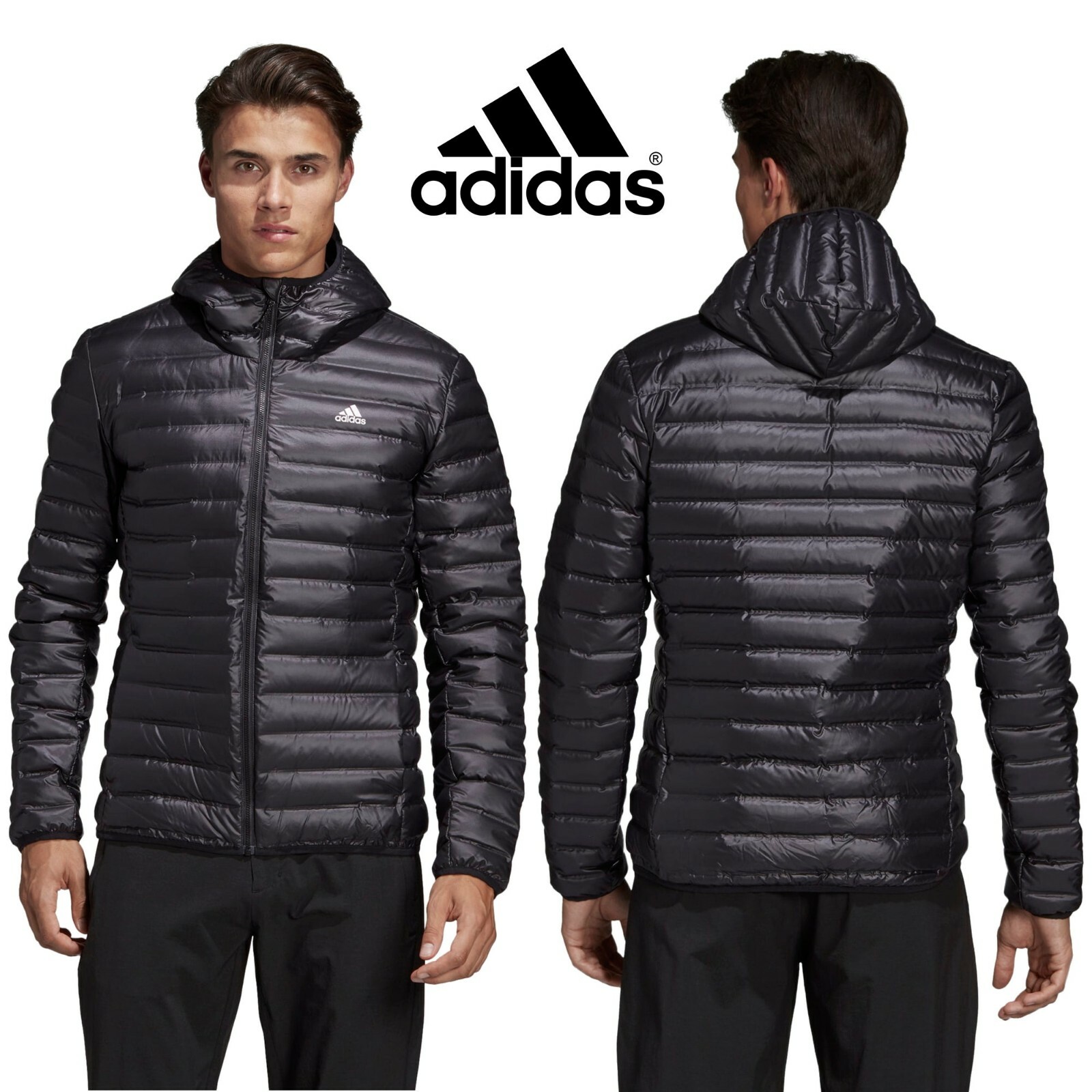 adidas varilite hooded down jacket black