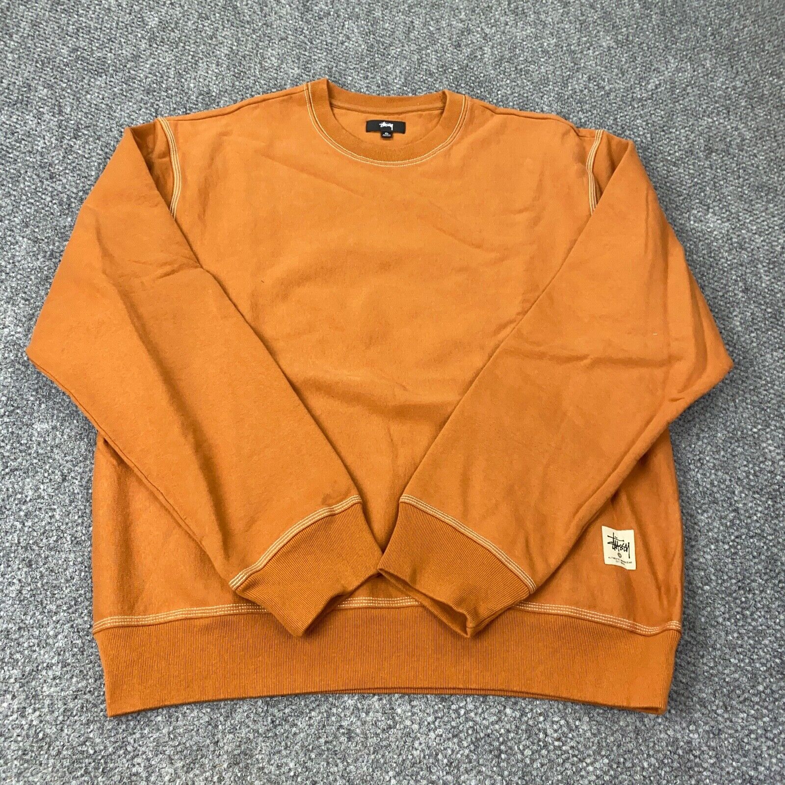 Stussy Contrast Stitch Label Crew Mens XL Orange Sweatshirt Stussy Contrast Stitch Label Crew Mens XL Orange Sweatshirt