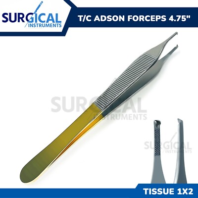 T/C Adson Tissue Kocher Forceps 1x2 Teeth 4.75'' With Tungsten Carbide German Gr