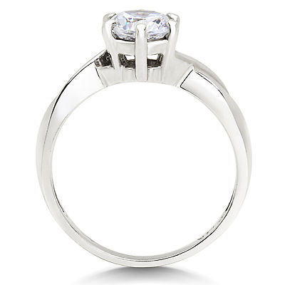 Pre-owned White Star Jewels 14k Solid White Gold Cz Cubic Zirconia Solitaire Engagement Promise Ring In White/colorless