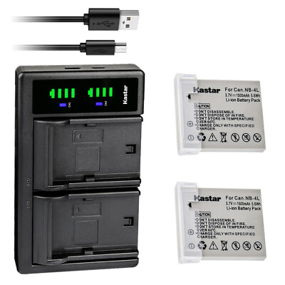 Kastar Battery LTD2 Charger for Canon NB-4L NB-4LH Canon Digital IXUS 50 IXUS 55