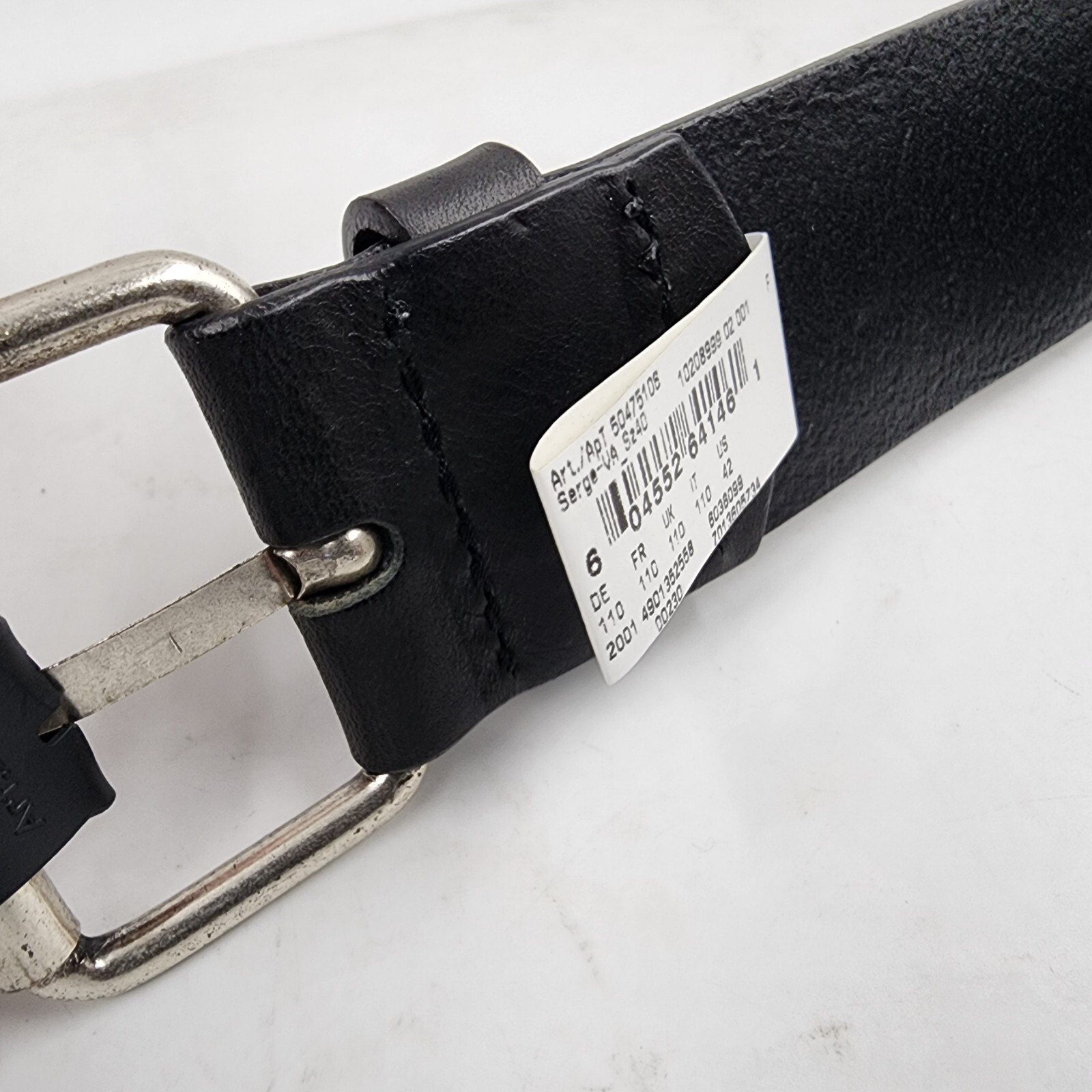 BOSS Serge Leather Belt Men's 42 Black Single-Prong Roller Buckle Logo Detailing - Picture 12 of 15