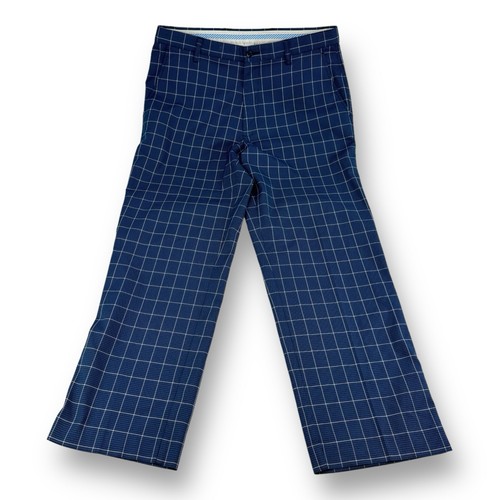 FootJoy FJ Blue Black White Houndstooth Check Polyester Spandex Golf Pants 35x30