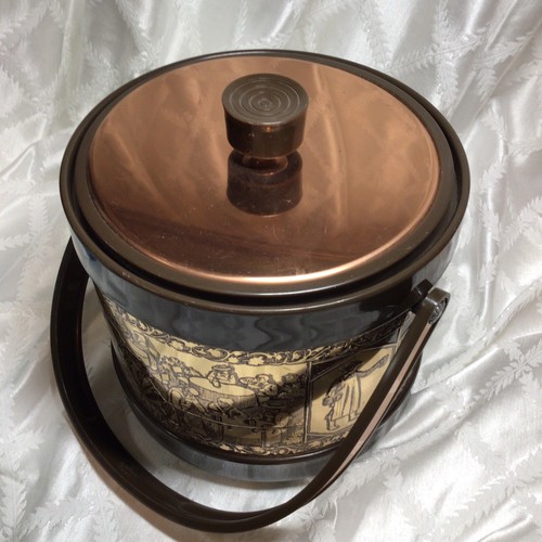 Vtg ATAPCO COPPER ICE BUCKET WITH Party SCENE