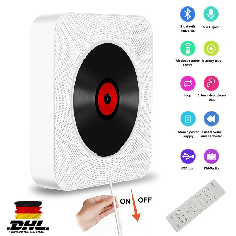 Bluetooth DVD/CD Player Wandmontage Musik Spieler Heim Audio Boombox Tragbarer