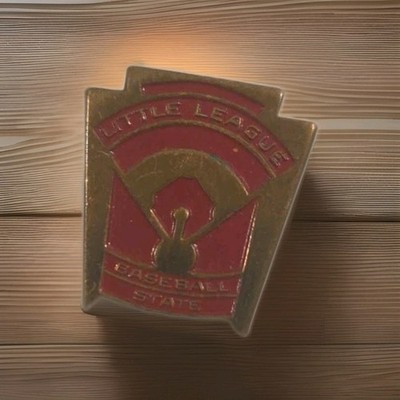 Vintage Little League Baseball Pin State District Enamel RED Painted 80s 90s