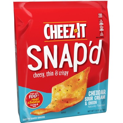 Cheez-It Snap'd Cheddar Sour Cream and Onion Cheese Cracker Chips, Thin Crisps