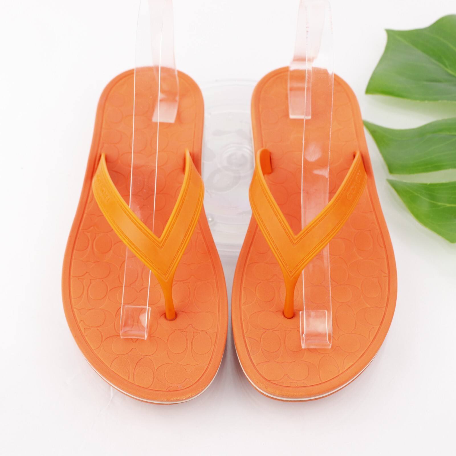 Coach Womens Sandal Size 8 Orange Thong Slide Flip Flop Shoe