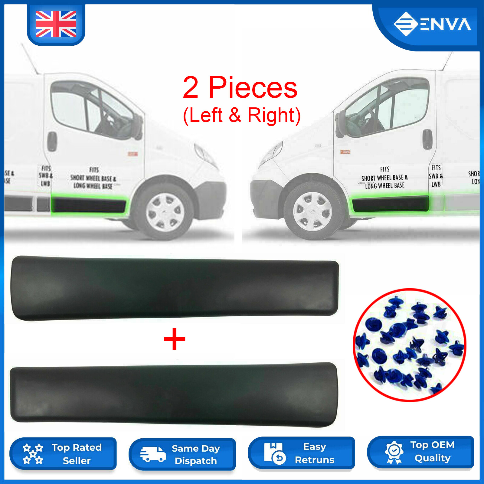 Side Door Front Left & Right Trim Moulding Panel For Renault Trafic II 2002-2013