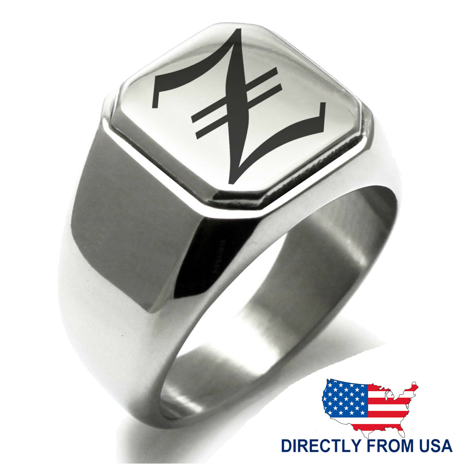 Stainless Steel Monogram Old English Font Z Mens Square
