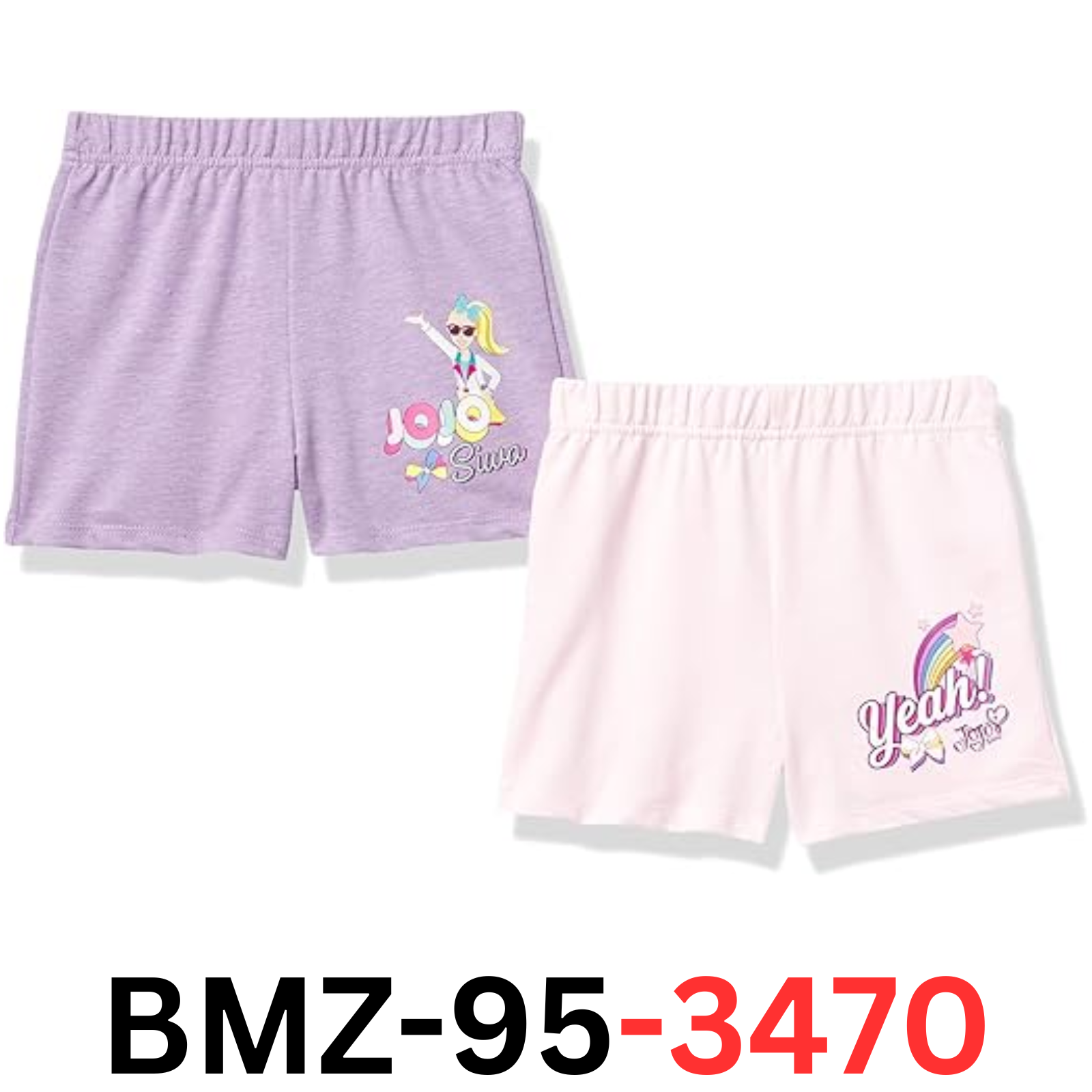 JoJo Siwa Girls' 2-Pack Cotton Shorts, Multicolor, SIZE 4