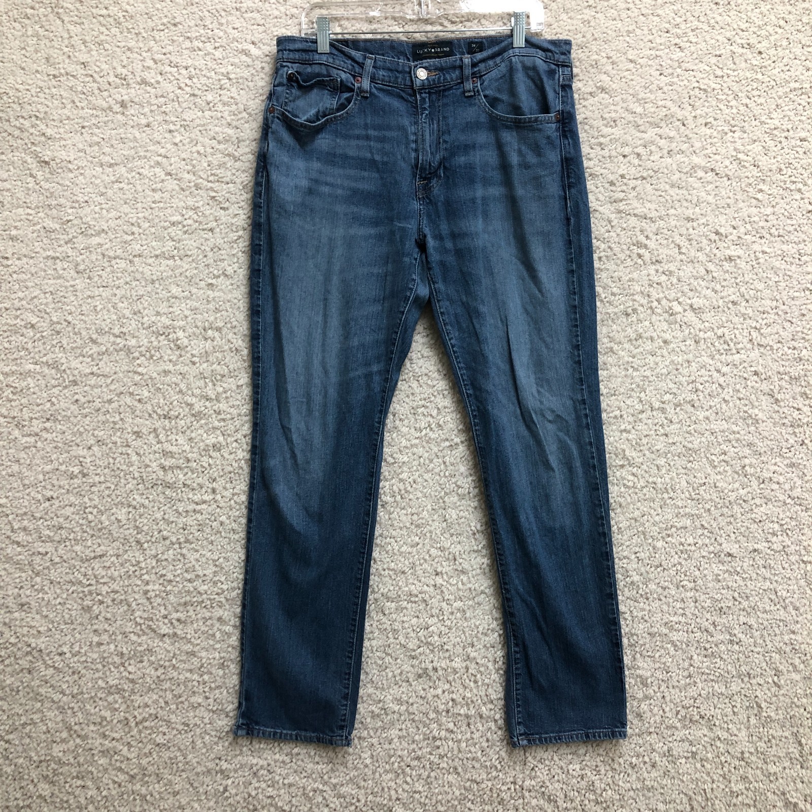 Lucky Brand 121 Jeans 34x32 Men Blue Denim Slim Fit Straight Medium Wash Stretch