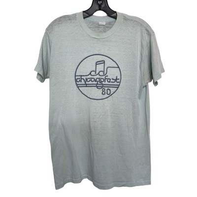 RARE Vintage 1980 Chicago Fest 80 T-Shirt Size L Large LG light blue T-shirt