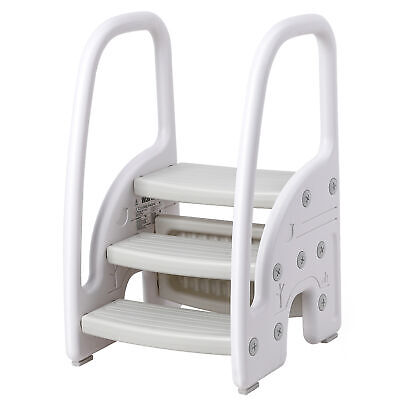 Kids Step Stool With Handles, Adjustable Toddler 3-Step Stool With Non-Slip New 
