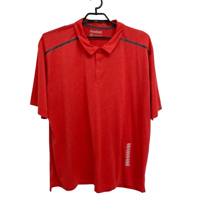 Reebok Men's Polo Shirt Red Short Sleeve Half Button Front Size 3XL