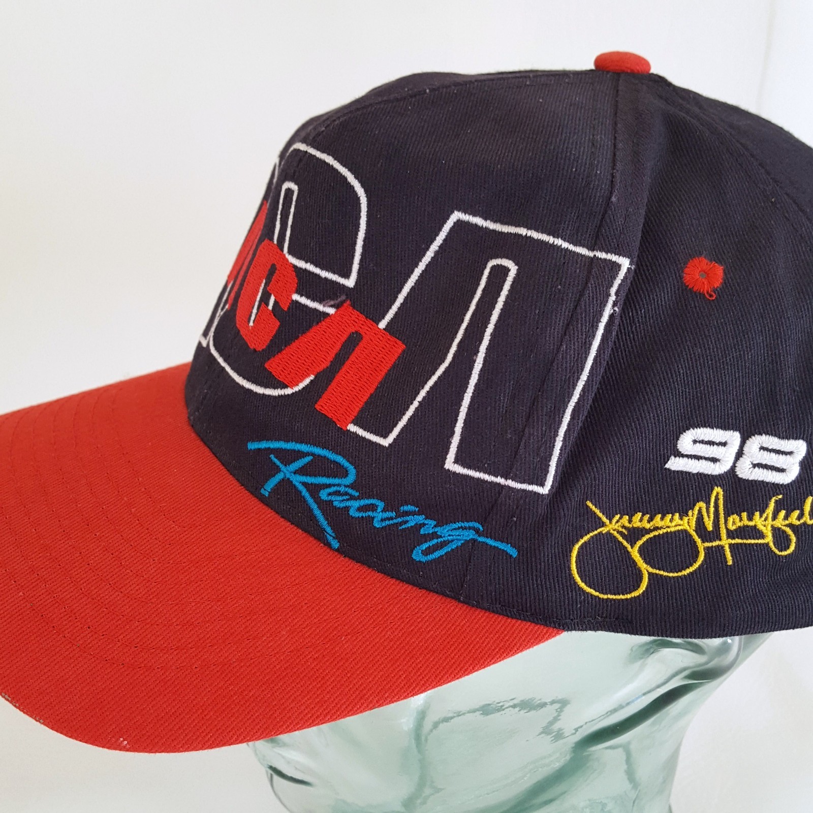 RCA Racing Dog Jeremy Mayfield 98 Adjustable Snap Back Hat Baseball Cap Vintage