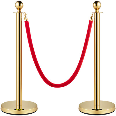 6 PCS Queue Barrier Golden Stanchion Post Heavy Duty Crowd Control Barriers