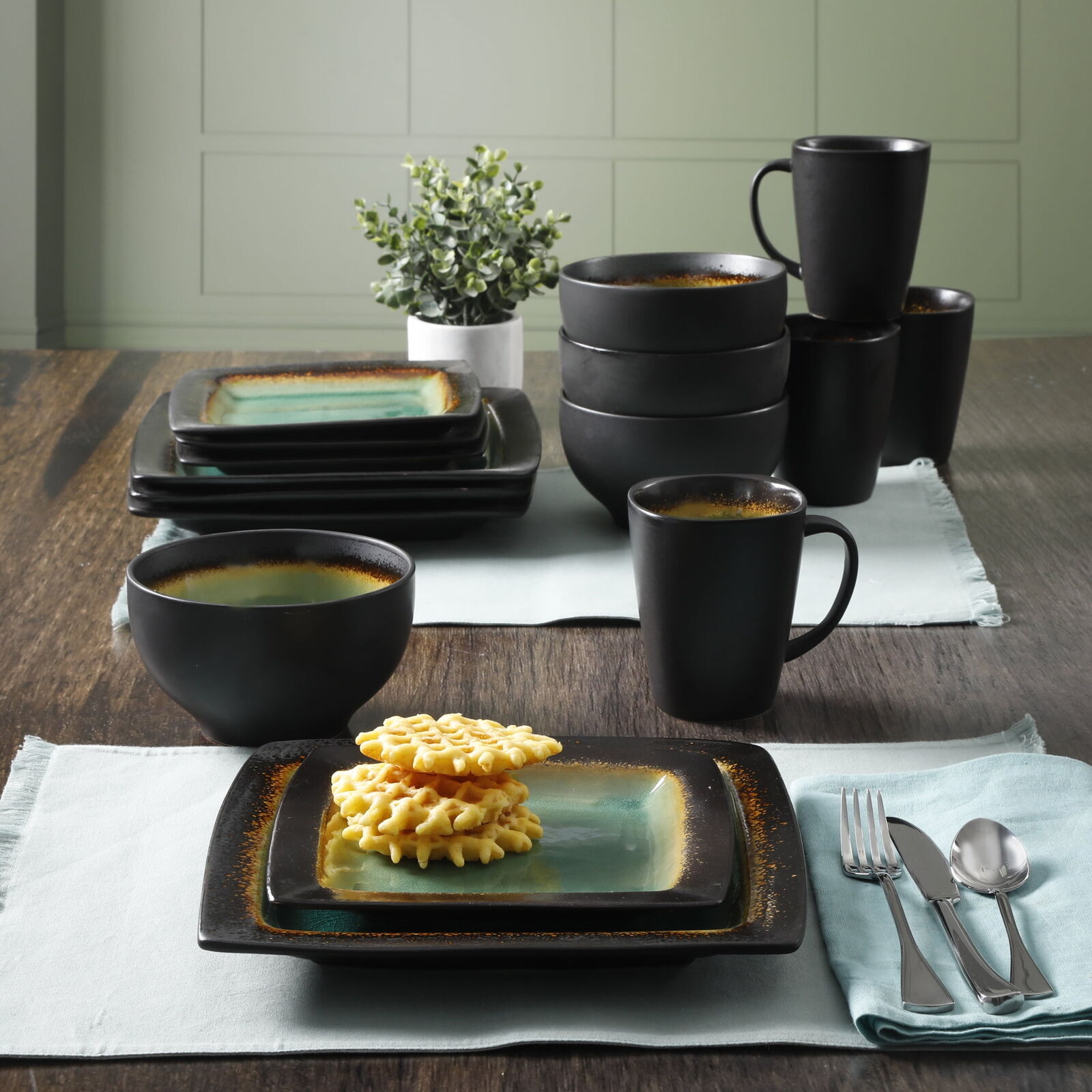 16-Piece Dinnerware Set Special Occasion Dishware Set Party Dinner Set Turquoise