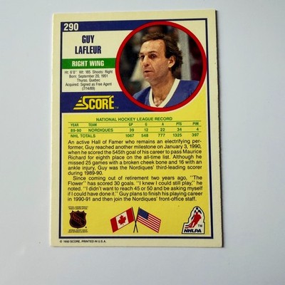 1990 Score Hockey #290 Guy Lafleur