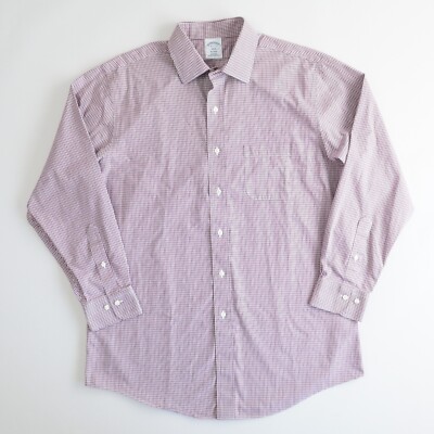 Brooks Brothers Regent Shirt Button Down Long Sleeve Slim Plaid Red Mens Size 16