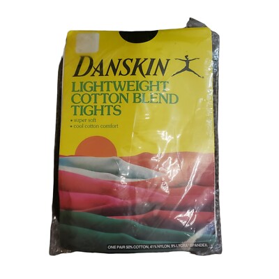 Danskin Lightweight Cotton Blend Tights Black Style 495 Sz B Vintage 1984