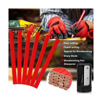 202 Pcs Carpenter Pencil Set 200 Pcs Flat Construction Pencils with Printed R...