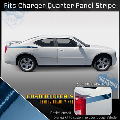 For 2006-2010 Dodge Charger Quarter Panel Overlay Side Stripes x2 - Chrome Vinyl