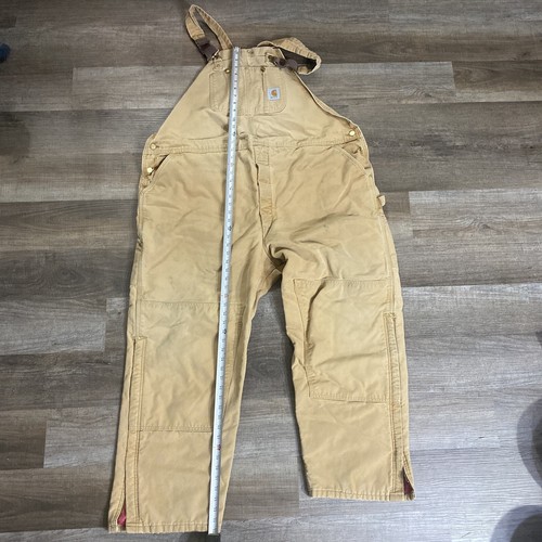 VTG Carhartt Quilt Lined Double Knee Work Bib Overalls USA