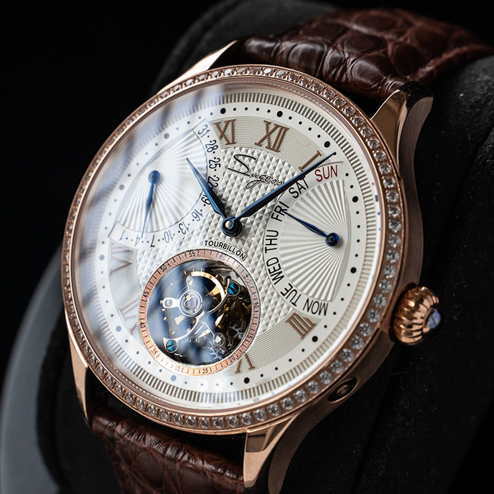 Pre-owned Sugess Tourbillon Master Day Date Seagull St8004 Mechanical Watch Su8004gw6