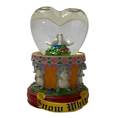 Disney Snow White Mini Snow Globe Doves Bunnies Heart Shaped