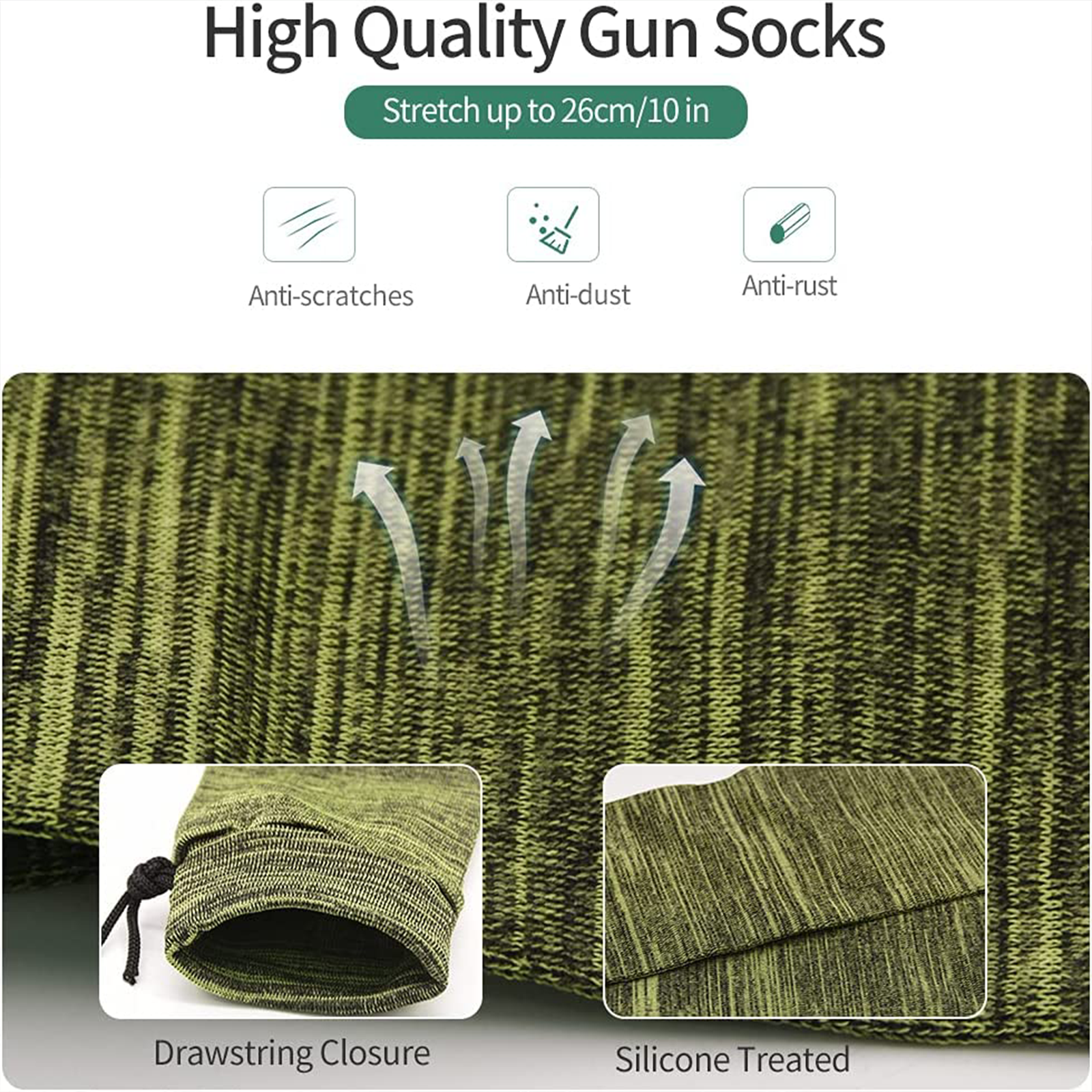 2 Packs Gun Socks Silicone Treated Sleeve Shooting Cover for Guns