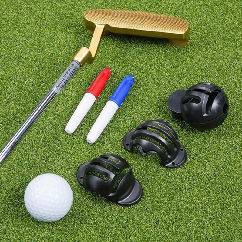 Golf Ball Line Marker Set Alignment Track Golf Ball Marker Stencil with 2 Pens